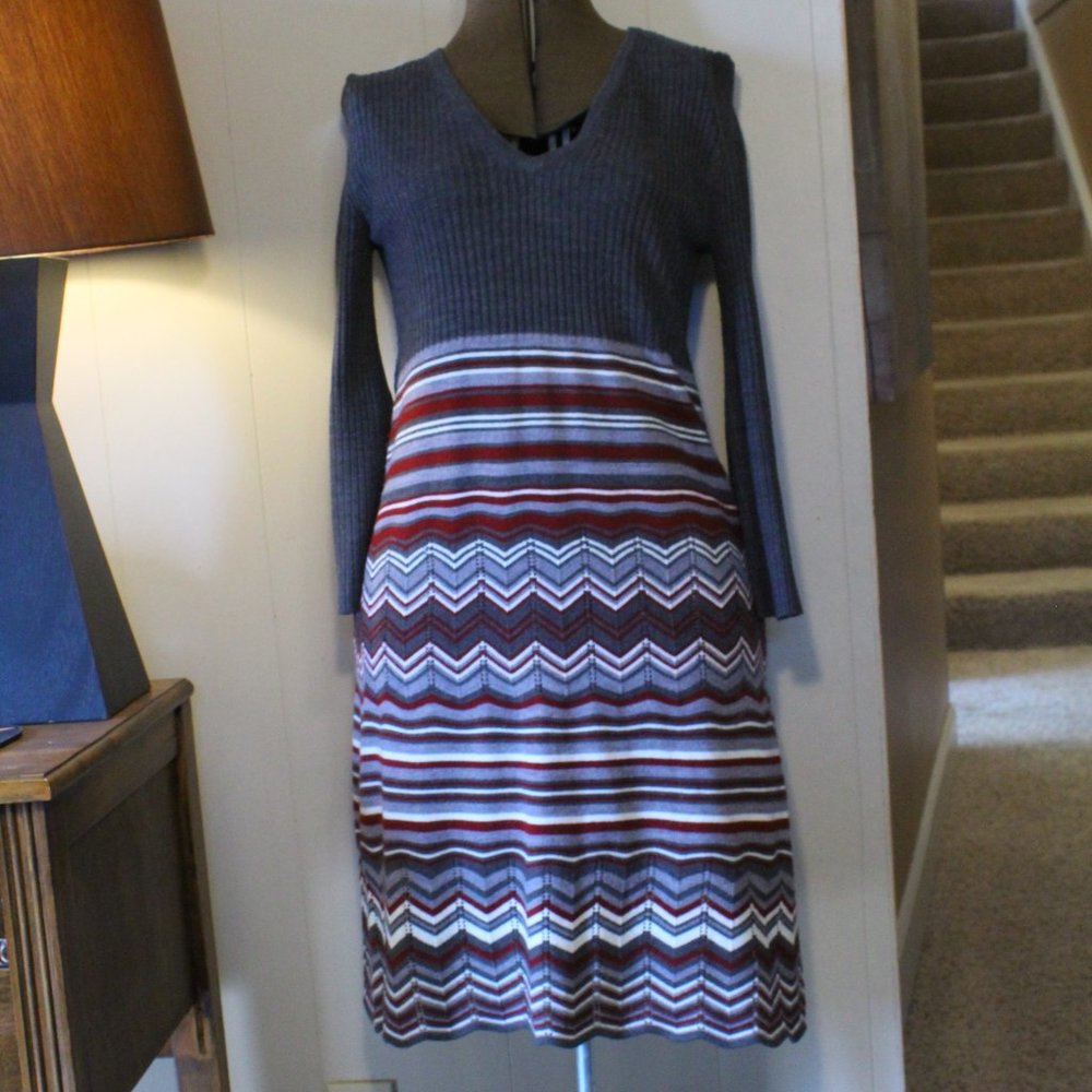 Gray Patterned Sweater Dress
